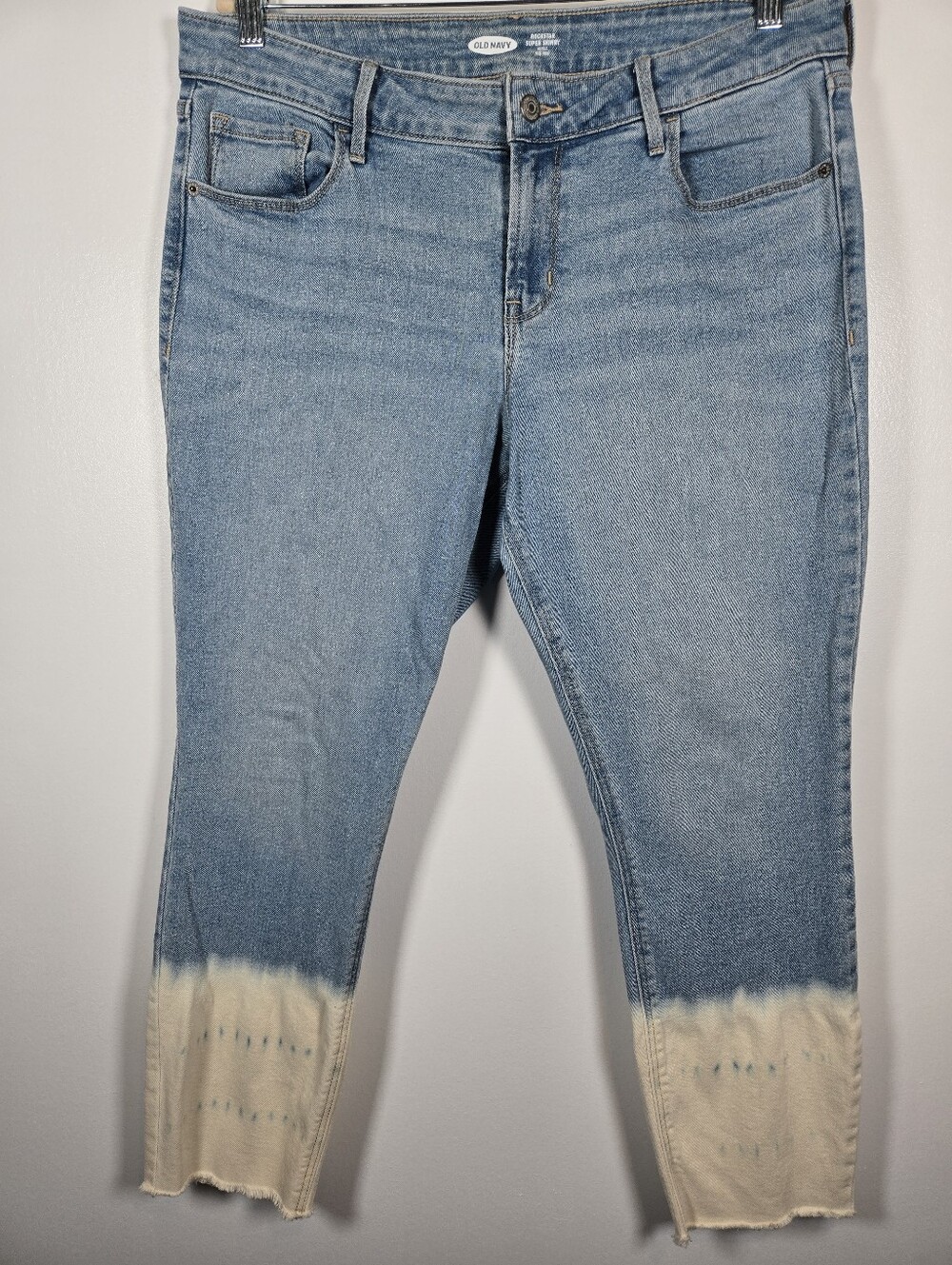 Old Navy Rockstar Super Skinny Mid Rise Ankle Denim Jeans 14 Ombre Bleach Dip